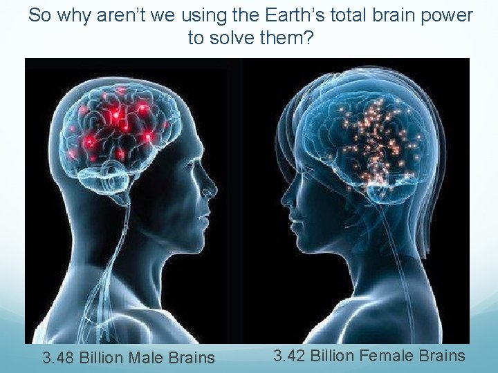 So why aren’t we using the Earth’s total brain power to solve them? 3.