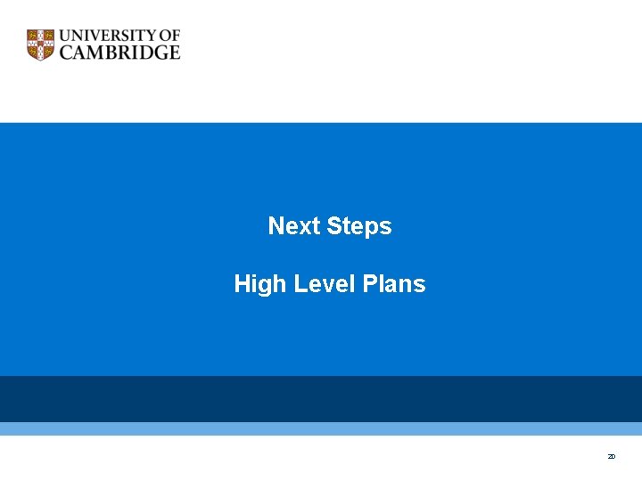 Next Steps High Level Plans 20 