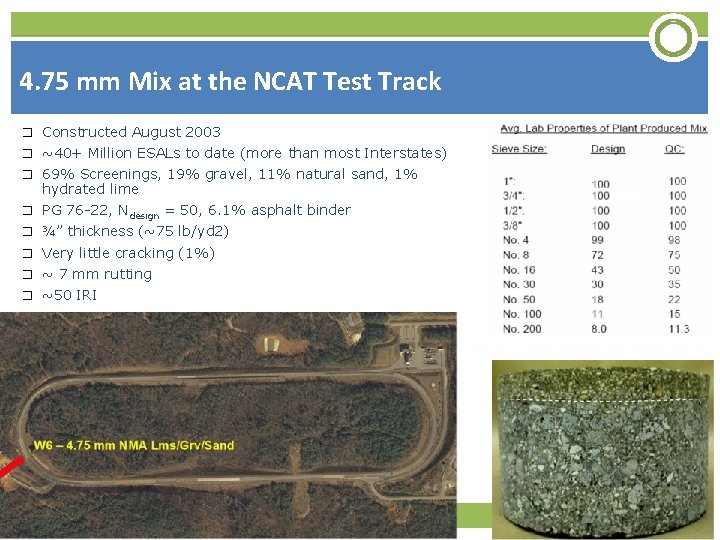 4. 75 mm Mix at the NCAT Test Track � Constructed August 2003 �