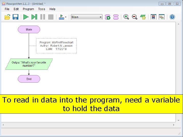 To read in data into the program, need a variable to hold the data