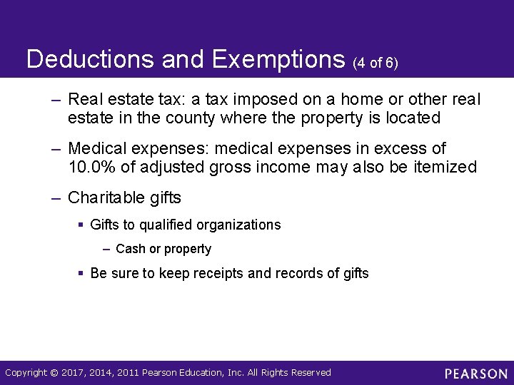 Deductions and Exemptions (4 of 6) – Real estate tax: a tax imposed on