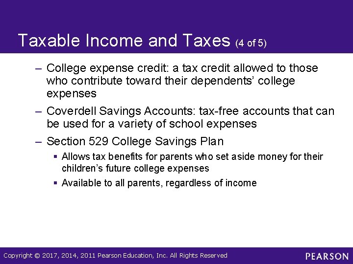 Taxable Income and Taxes (4 of 5) – College expense credit: a tax credit