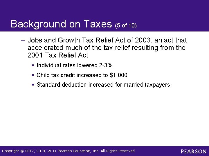 Background on Taxes (5 of 10) – Jobs and Growth Tax Relief Act of