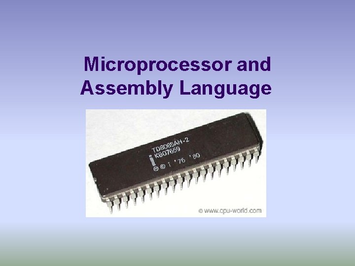 Microprocessor and Assembly Language 