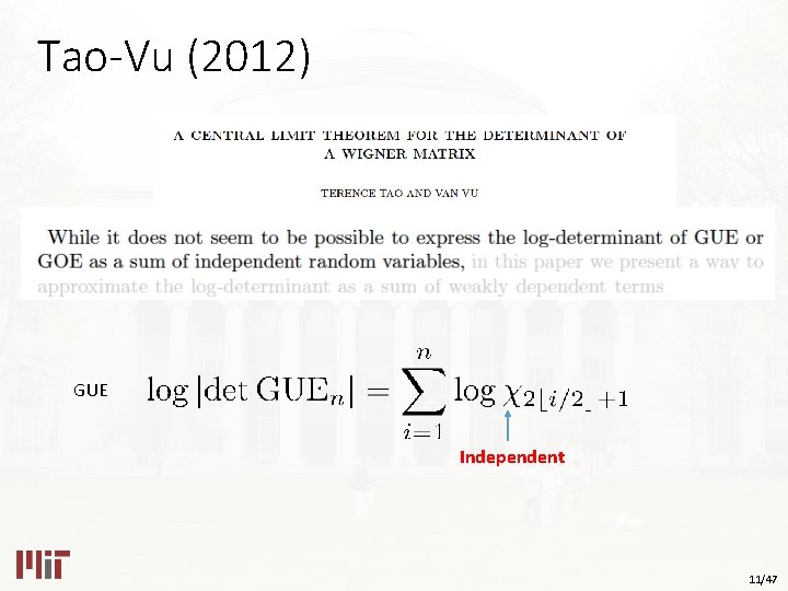 Tao-Vu (2012) GUE Independent 11/47 