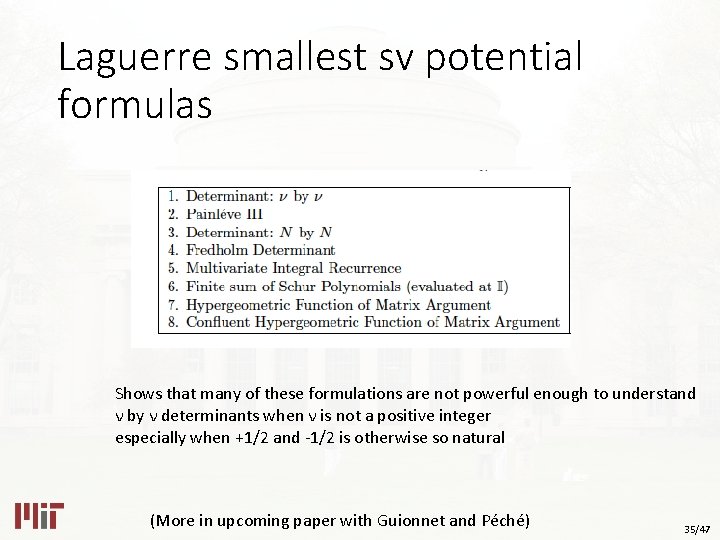 Laguerre smallest sv potential formulas Shows that many of these formulations are not powerful