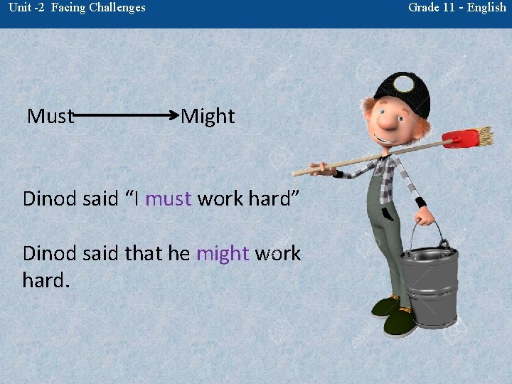 Grade 11 - English Unit -2 Facing Challenges Must Might Dinod said “I must