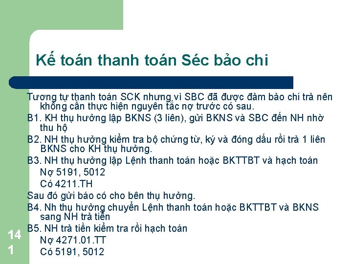 Kế toán thanh toán Séc bảo chi 14 1 Tương tự thanh toán SCK