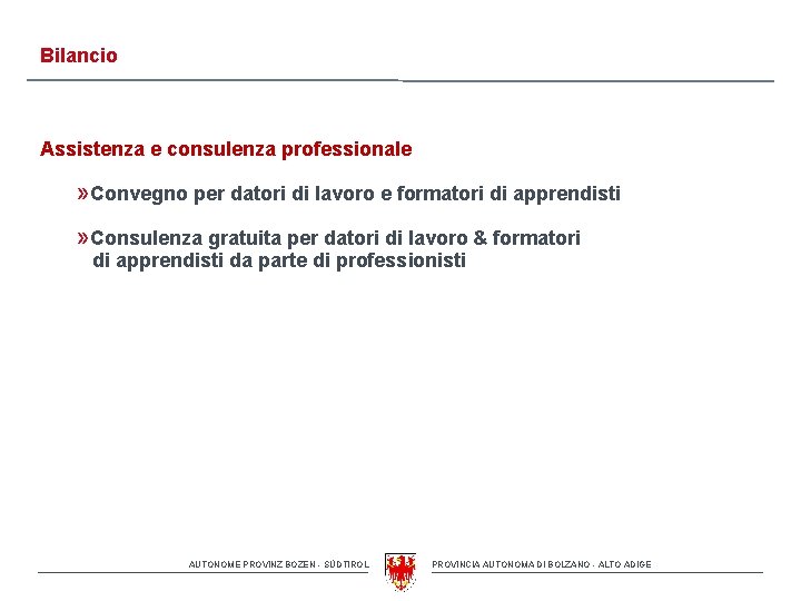 Bilancio Assistenza e consulenza professionale » Convegno per datori di lavoro e formatori di