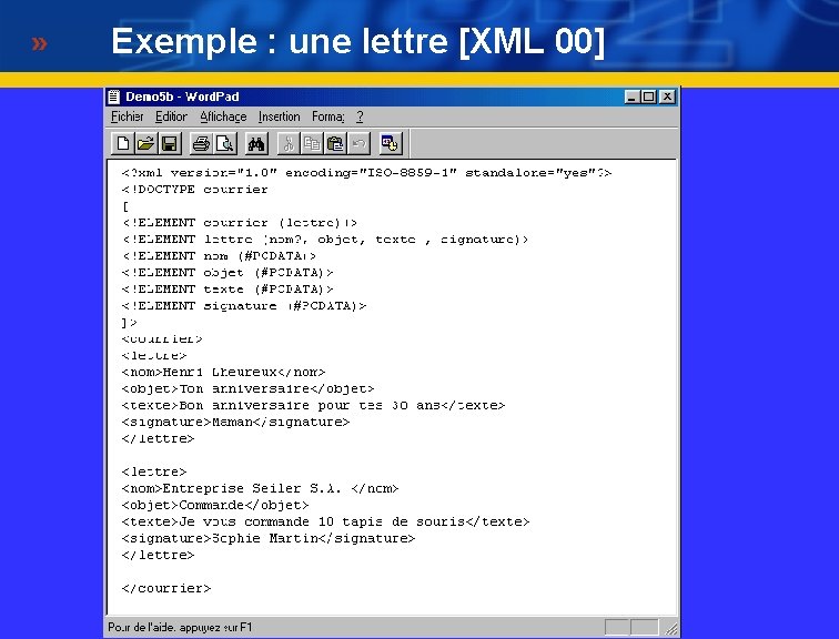 Exemple : une lettre [XML 00] 