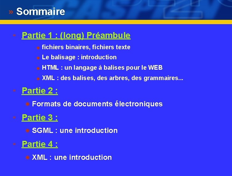 Sommaire } } Partie 1 : (long) Préambule u fichiers binaires, fichiers texte u