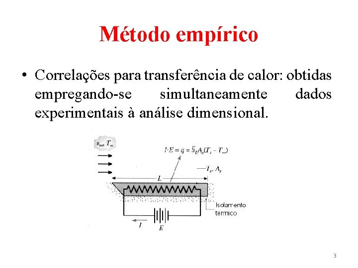 Método empírico • Correlações para transferência de calor: obtidas empregando-se simultaneamente dados experimentais à Método empírico • Correlações para transferência de calor: obtidas empregando-se simultaneamente dados experimentais à