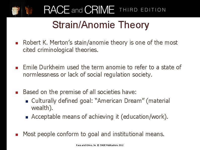 Strain/Anomie Theory n n Robert K. Merton’s stain/anomie theory is one of the most