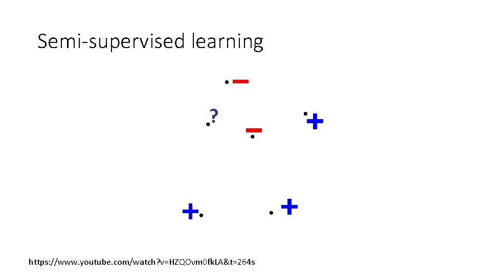 Semi-supervised learning ? https: //www. youtube. com/watch? v=HZQOvm 0 fk. LA&t=264 s Semi-supervised learning ? https: //www. youtube. com/watch? v=HZQOvm 0 fk. LA&t=264 s