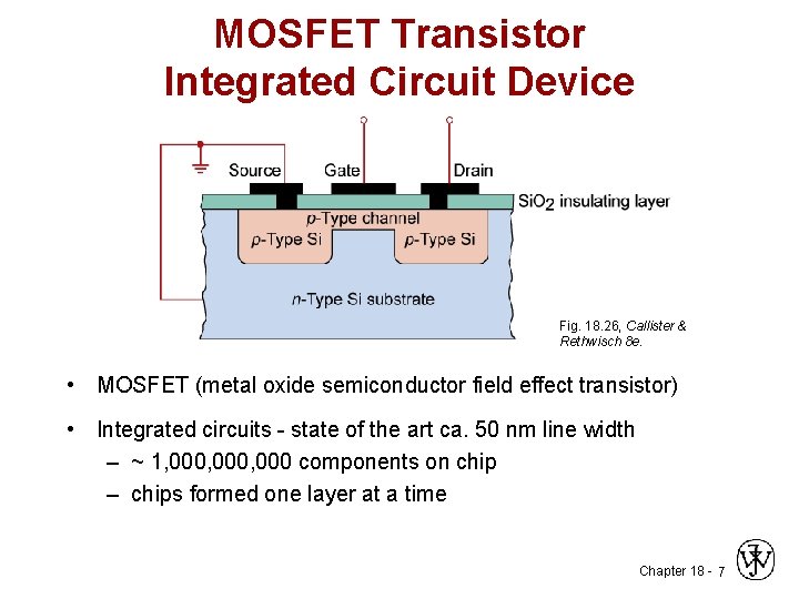 MOSFET Transistor Integrated Circuit Device Fig. 18. 26, Callister & Rethwisch 8 e. •