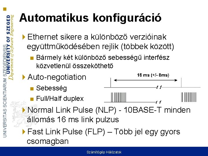 UNIVERSITAS SCIENTIARUM SZEGEDIENSIS UNIVERSITY OF SZEGED Department of Software Engineering Automatikus konfiguráció Ethernet sikere