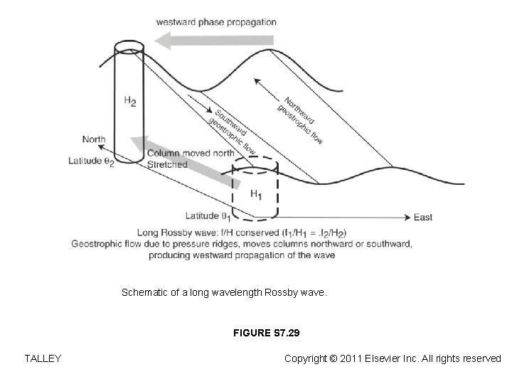 Schematic of a long wavelength Rossby wave. FIGURE S 7. 29 TALLEY Copyright ©