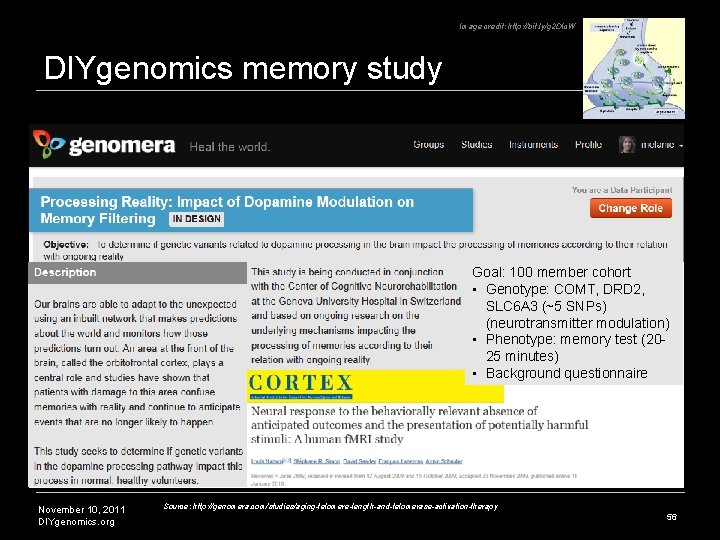 Image credit: http: //bit. ly/g 2 DIc. W DIYgenomics memory study Goal: 100 member Image credit: http: //bit. ly/g 2 DIc. W DIYgenomics memory study Goal: 100 member