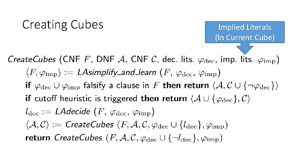 Creating Cubes Implied Literals (In Current Cube) Creating Cubes Implied Literals (In Current Cube)