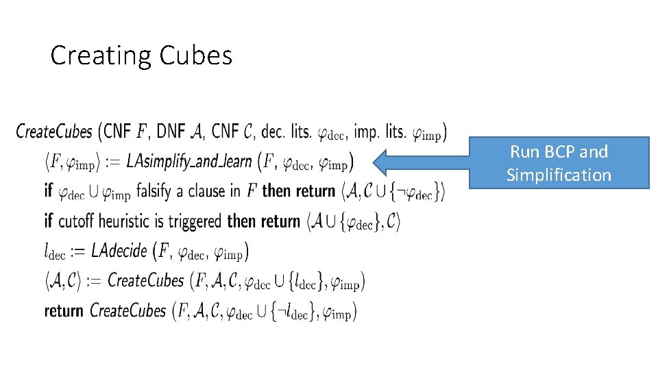 Creating Cubes Run BCP and Simplification Creating Cubes Run BCP and Simplification