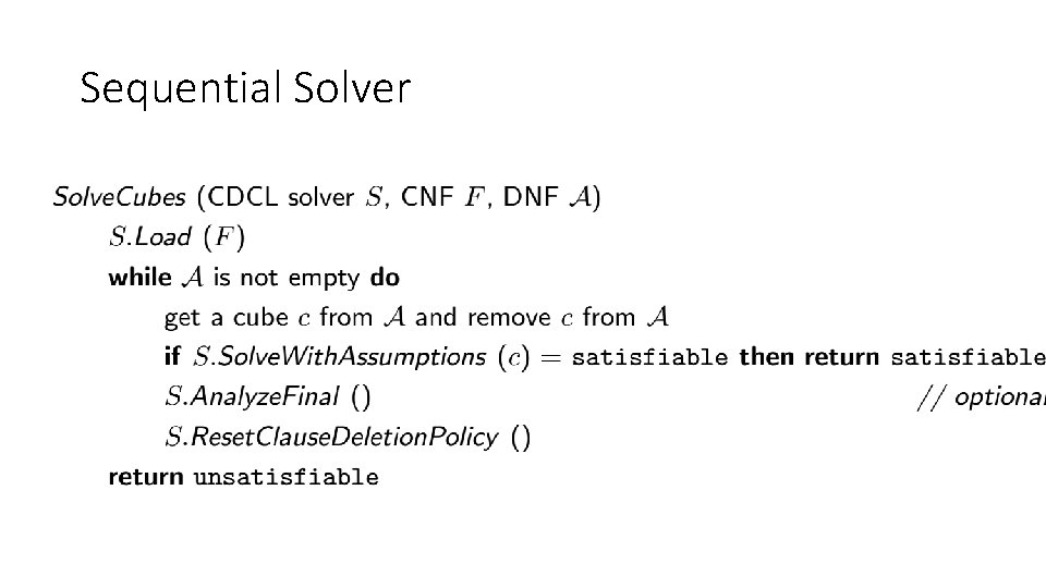 Sequential Solver Sequential Solver