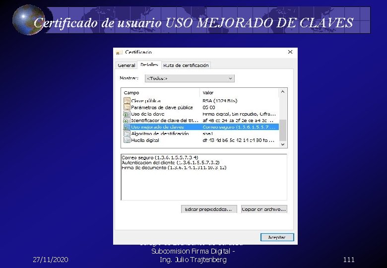 Certificado de usuario USO MEJORADO DE CLAVES 27/11/2020 Colegio de Escribanos de Cordoba -