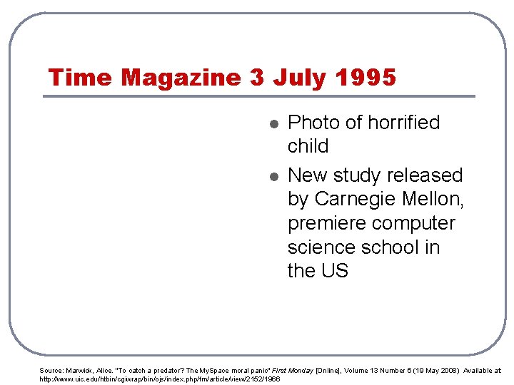 Time Magazine 3 July 1995 l l Photo of horrified child New study released