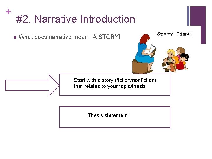 + #2. Narrative Introduction n What does narrative mean: A STORY! Start with a