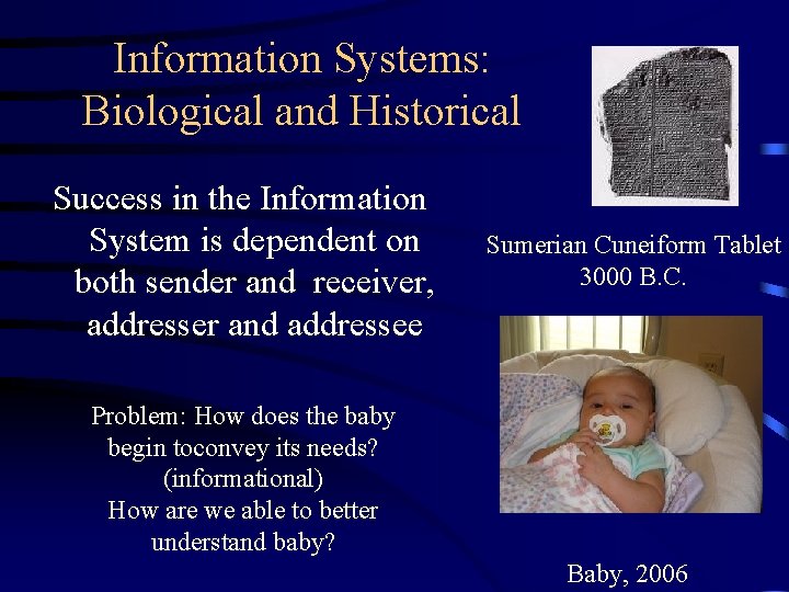 Information Systems: Biological and Historical Success in the Information System is dependent on both Information Systems: Biological and Historical Success in the Information System is dependent on both