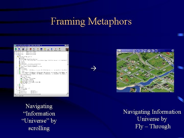 Framing Metaphors Navigating “Information “Universe” by scrolling Navigating Information Universe by Fly – Through Framing Metaphors Navigating “Information “Universe” by scrolling Navigating Information Universe by Fly – Through