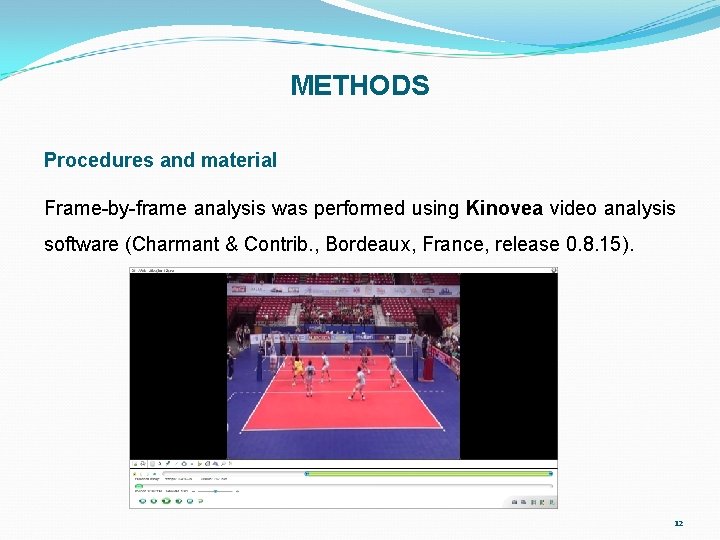 METHODS Procedures and material Frame-by-frame analysis was performed using Kinovea video analysis software (Charmant