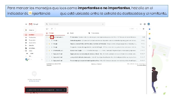 Para marcar los mensajes que lees como importantes o no importantes, haz clic en