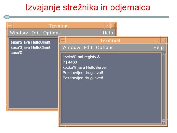 Izvajanje strežnika in odjemalca 