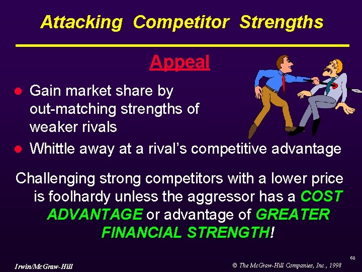 Attacking Competitor Strengths Appeal l l Gain market share by out-matching strengths of weaker Attacking Competitor Strengths Appeal l l Gain market share by out-matching strengths of weaker