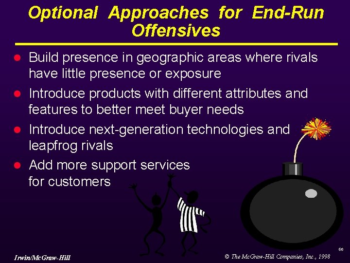 Optional Approaches for End-Run Offensives Build presence in geographic areas where rivals have little Optional Approaches for End-Run Offensives Build presence in geographic areas where rivals have little