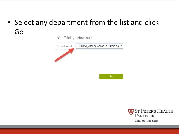  • Select any department from the list and click Go 