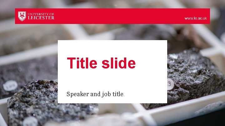 Title slide Speaker and job title 