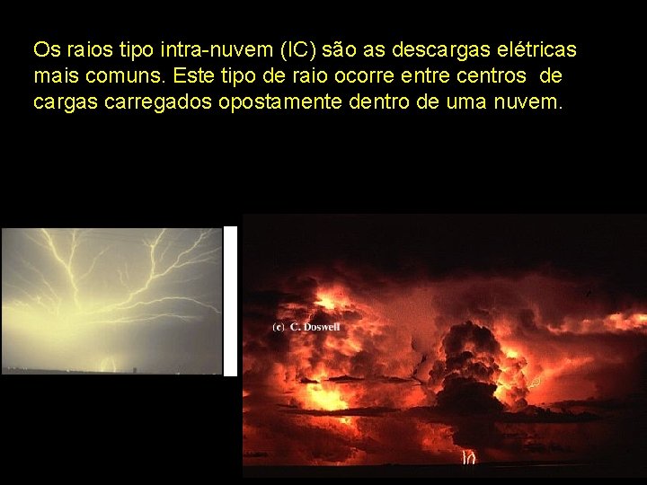 Os raios tipo intra-nuvem (IC) são as descargas elétricas mais comuns. Este tipo de