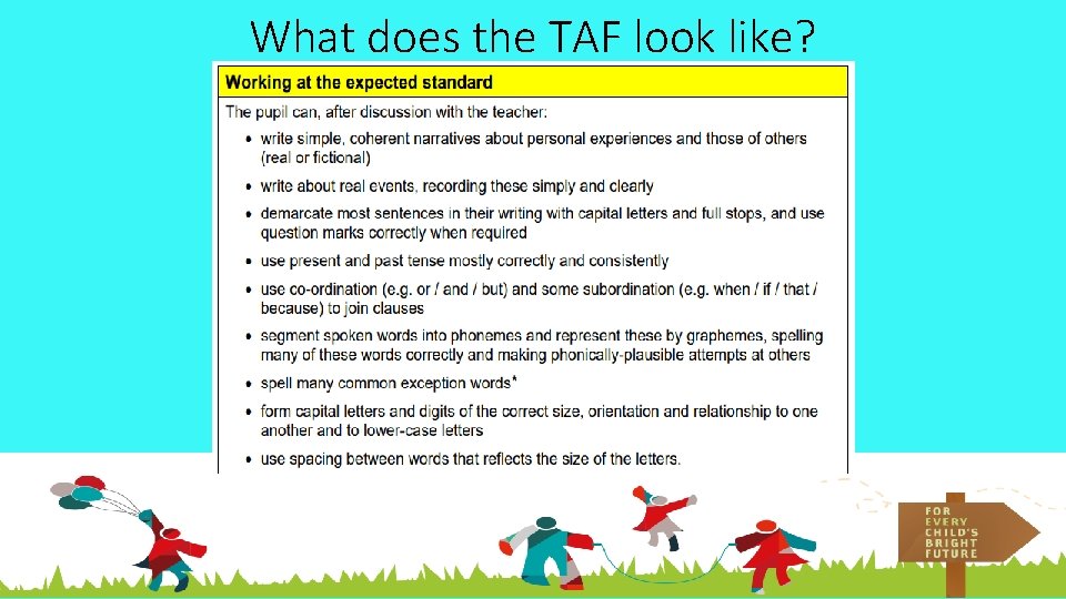 What does the TAF look like? 