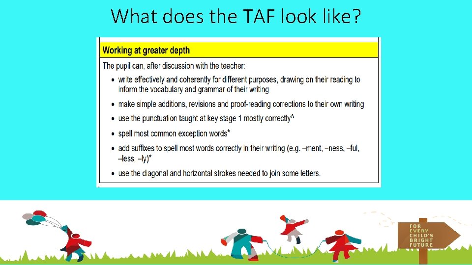 What does the TAF look like? 