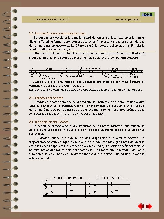 2. 2 INDICE ARMONÍA PRÁCTICA vol. 1 Miguel Angel Mateu 2. 2 Formación de