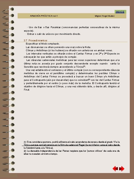 3. 7 INDICE ARMONÍA PRÁCTICA vol. 1 Miguel Angel Mateu · Uso de 8