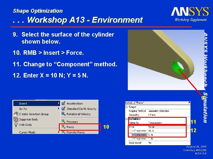 Shape Optimization . . . Workshop A 13 - Environment Workshop Supplement 10. RMB