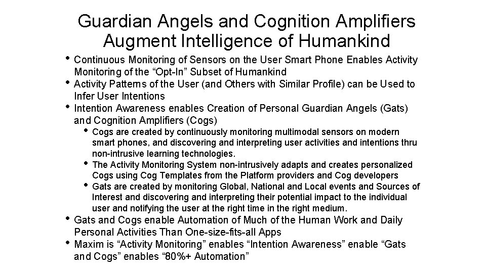 Guardian Angels and Cognition Amplifiers Augment Intelligence of Humankind • Continuous Monitoring of Sensors