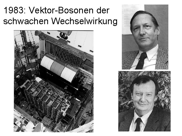 1983: Vektor-Bosonen der schwachen Wechselwirkung 30 