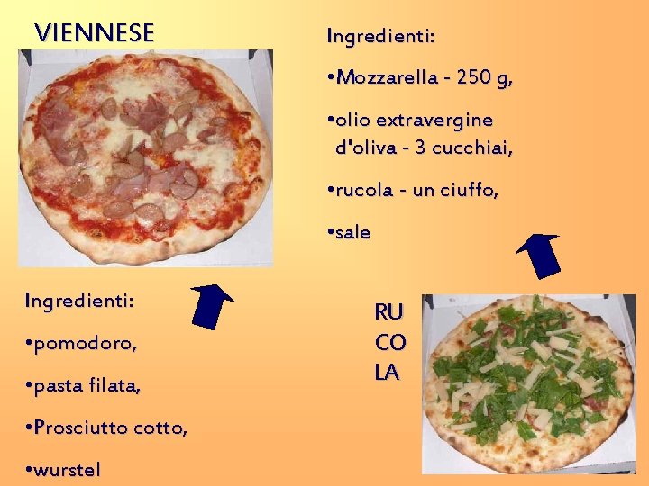 VIENNESE Ingredienti: • Mozzarella - 250 g, • olio extravergine d'oliva - 3 cucchiai,