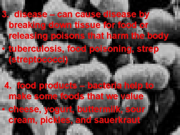 3. disease – can cause disease by breaking down tissue for food or releasing