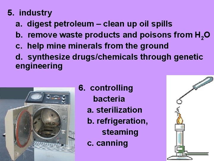 5. industry a. digest petroleum – clean up oil spills b. remove waste products