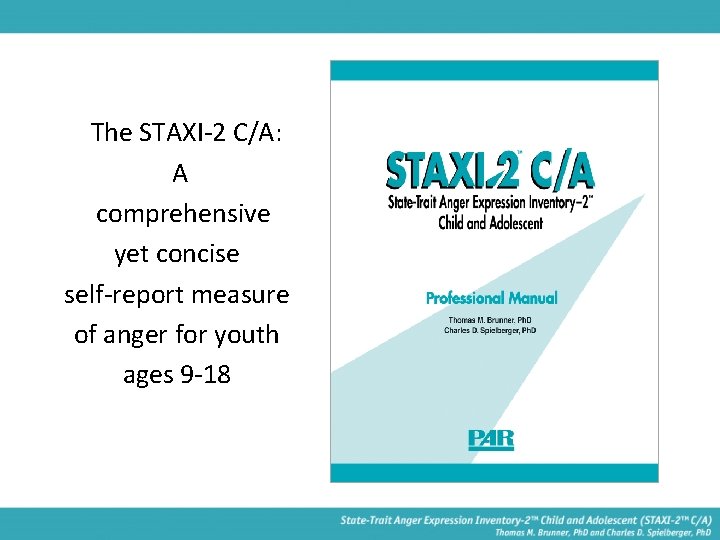 The STAXI-2 C/A: A comprehensive yet concise self-report measure of anger for youth ages