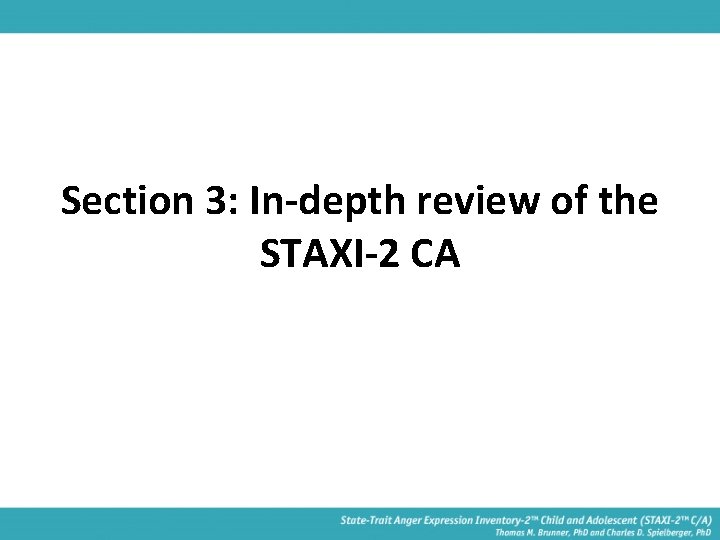 Section 3: In-depth review of the STAXI-2 CA 